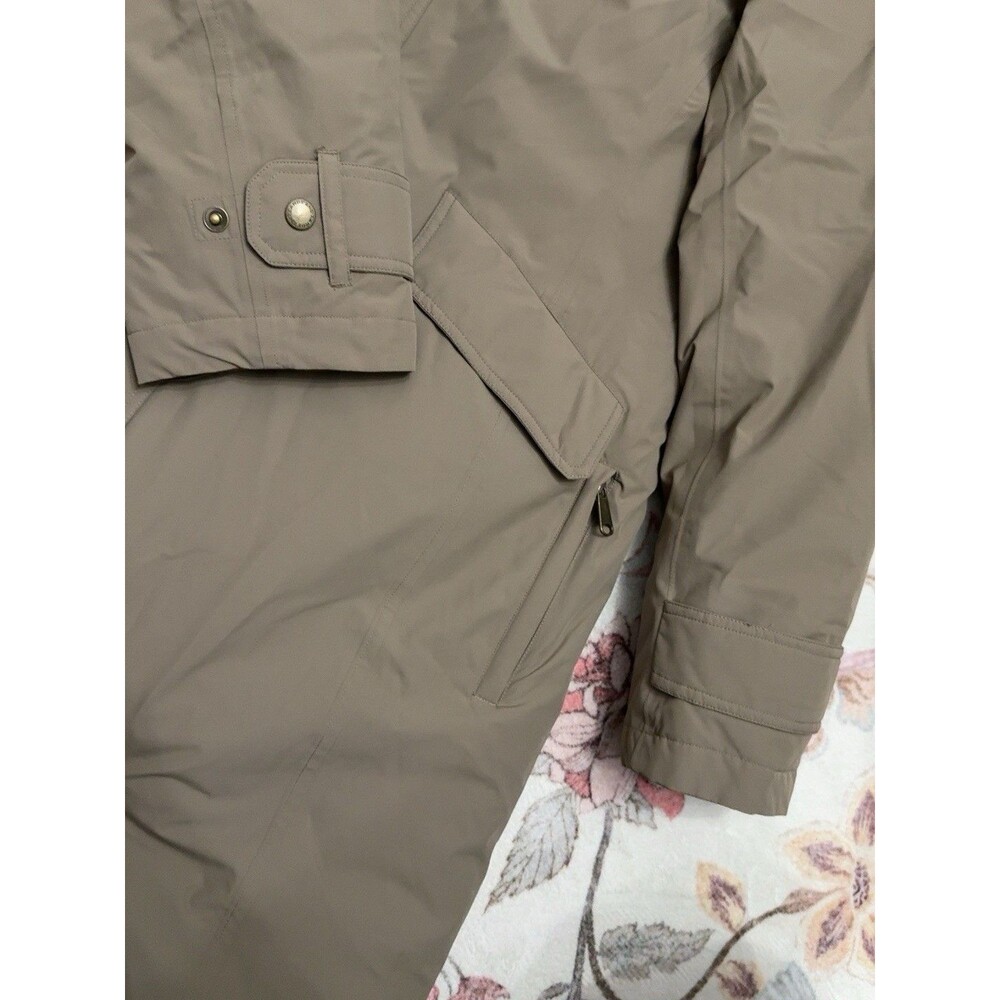 Lands End Down Coat Women XL 18 Taupe Long Winter Parka 80% Down No Hood - Picture 6 of 11